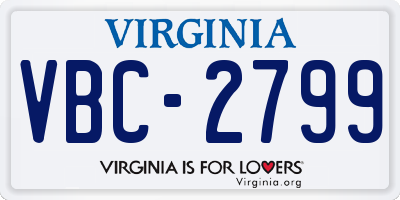VA license plate VBC2799