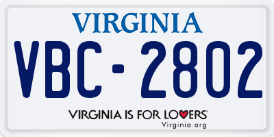 VA license plate VBC2802