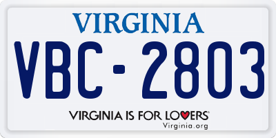 VA license plate VBC2803