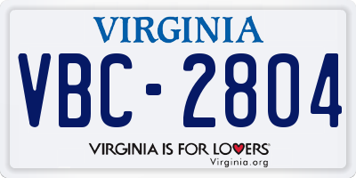 VA license plate VBC2804