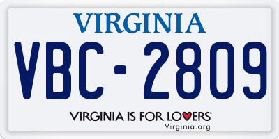 VA license plate VBC2809