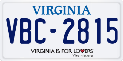 VA license plate VBC2815