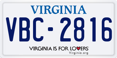 VA license plate VBC2816