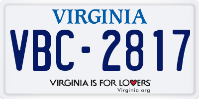 VA license plate VBC2817
