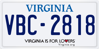 VA license plate VBC2818