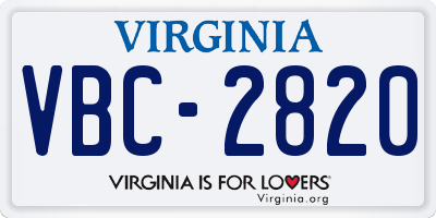 VA license plate VBC2820