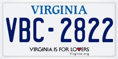 VA license plate VBC2822