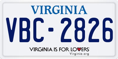 VA license plate VBC2826