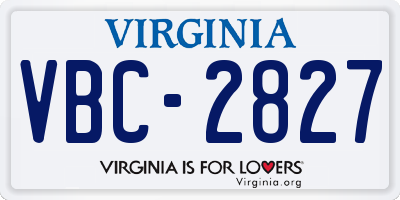 VA license plate VBC2827