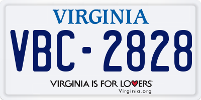 VA license plate VBC2828