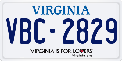 VA license plate VBC2829