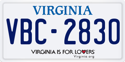 VA license plate VBC2830