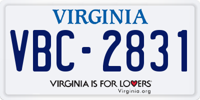 VA license plate VBC2831