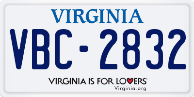 VA license plate VBC2832