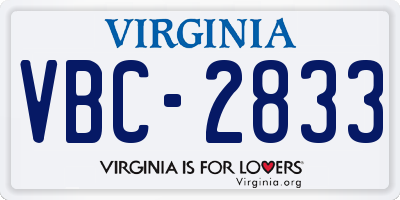 VA license plate VBC2833