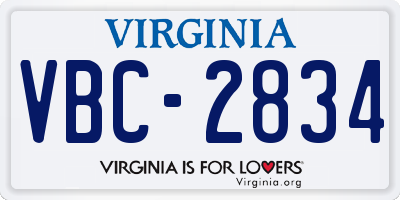 VA license plate VBC2834