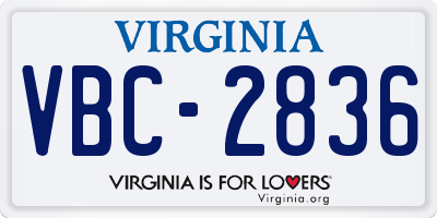 VA license plate VBC2836