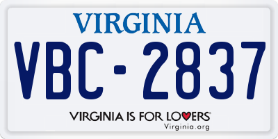 VA license plate VBC2837