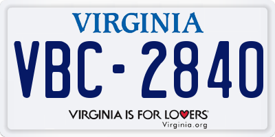 VA license plate VBC2840