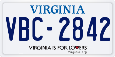 VA license plate VBC2842