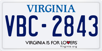 VA license plate VBC2843