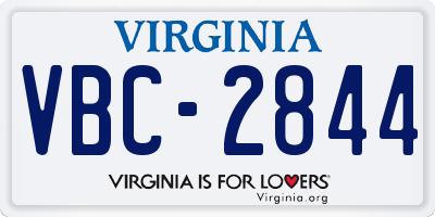 VA license plate VBC2844