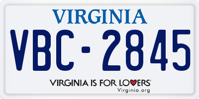 VA license plate VBC2845