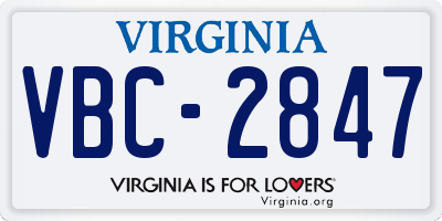 VA license plate VBC2847