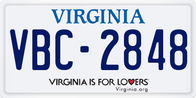 VA license plate VBC2848