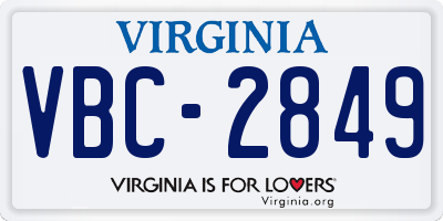 VA license plate VBC2849