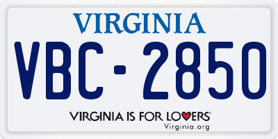 VA license plate VBC2850