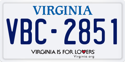 VA license plate VBC2851