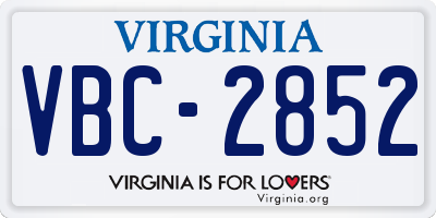 VA license plate VBC2852