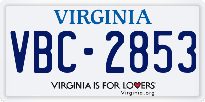 VA license plate VBC2853