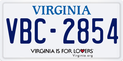 VA license plate VBC2854