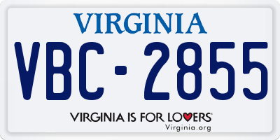 VA license plate VBC2855