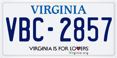 VA license plate VBC2857