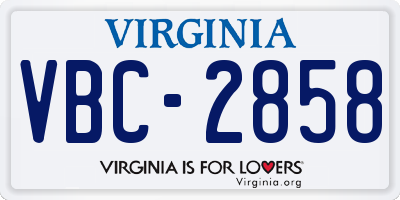 VA license plate VBC2858