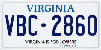 VA license plate VBC2860