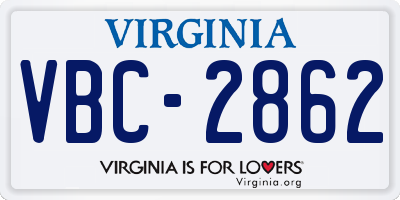 VA license plate VBC2862