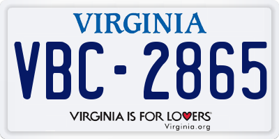 VA license plate VBC2865