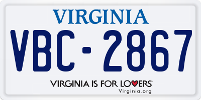 VA license plate VBC2867