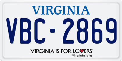 VA license plate VBC2869