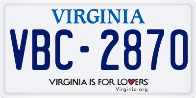VA license plate VBC2870