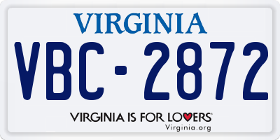 VA license plate VBC2872