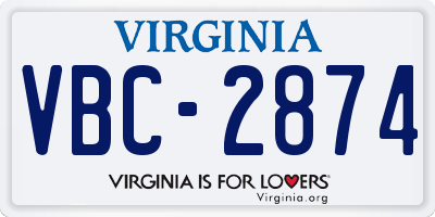 VA license plate VBC2874