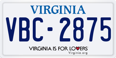 VA license plate VBC2875