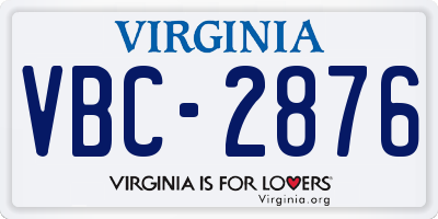 VA license plate VBC2876