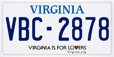 VA license plate VBC2878