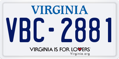 VA license plate VBC2881
